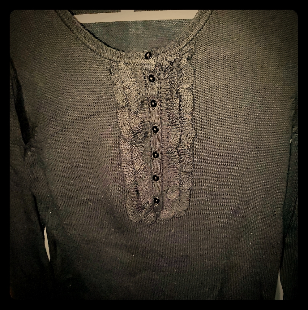 NWT Denim Co Black top with black buttons